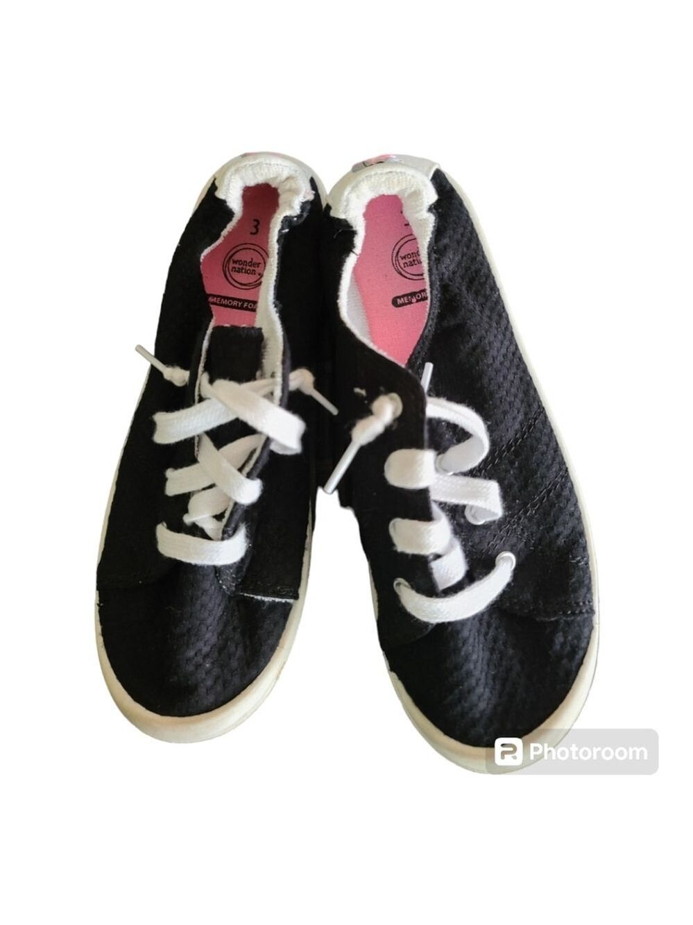 Size 3 Black Girls Tennis Shoes by Wonder Nation Non-Marking